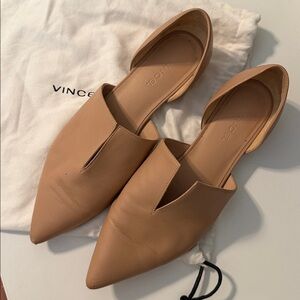 Vince Beige Leather Slip-On Flats, Women’s 6.5